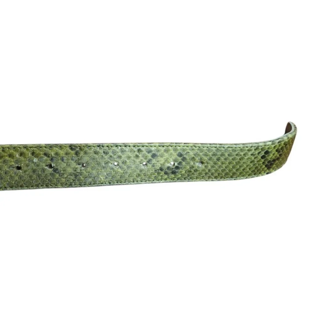 Claris Virot Baby Belt Khaki Python Leather Snap Belt Buckle Not Included